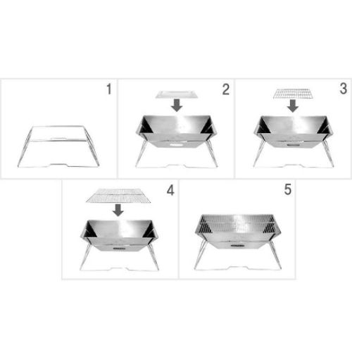  Zjnhl Family Gathering/Small Barbecue Easy Barbecues Set Outdoor BBQ Portable Multi-Folding Grill Stainless Steel Charcoal Furnace Picnic Portable Stove Outdoor Barbecue Supplies