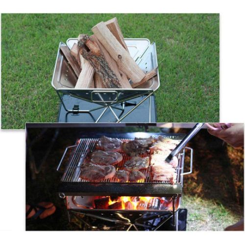  Zjnhl Family Gathering/Small Barbecue Easy Barbecues Set Outdoor BBQ Portable Multi-Folding Grill Stainless Steel Charcoal Furnace Picnic Portable Stove Outdoor Barbecue Supplies
