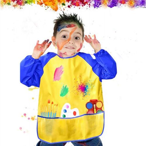  [아마존베스트]6 Pack Kids Art Smock Colorful Waterproof Children Art Aprons Artist Painting Aprons with Long Sleeve 3 Roomy Pockets for Age 3-8 Years
