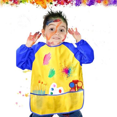  [아마존베스트]Zkptops 6 Pack Kids Art Smock Colorful Waterproof Children Art Aprons Artist Painting Aprons with Long Sleeve 3 Roomy Pockets for Age 3-8 Years
