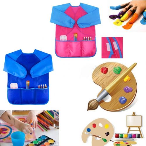  [아마존베스트]Zkptops Kids Art Smock Children Art Painting Aprons with Long Sleeve for 3-8 Years