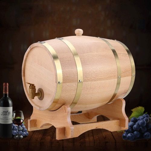  Zljaa Wine Barrel Vintage Wood Beer Whisky Rum Wine Tequila Dispenser Cask Brewing Freestanding Wine Barrel Wine Making Equipment, 25L