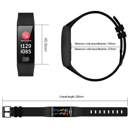  Znshx Smart Wristband Fitness Tracker Heart Rate Monitor Tracker Smart Bracelet Activity Tracker with Sleep Monitor Smartwatch Fitness Trackers (Color : Black)