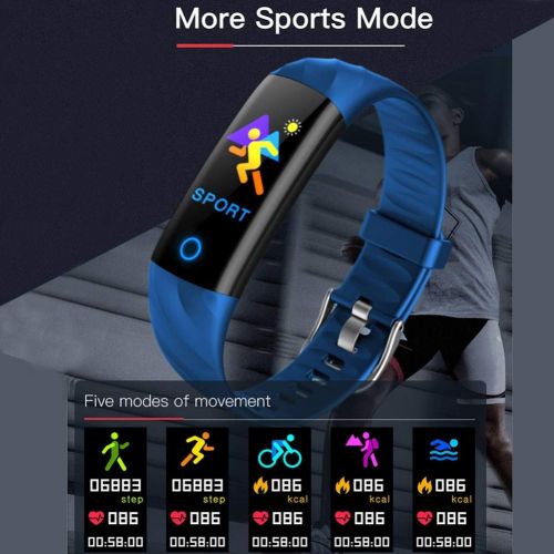  Znshx Smart Wristband Waterproof Smart Bracelet Pedometer Heart Rate Monitor Blood Oxygen Fitness Tracker Smart Wristband Multi Sport Smart Band Fitness Trackers (Color : Blue)