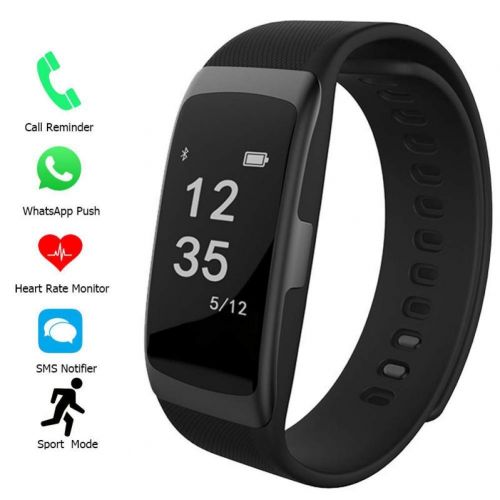  Znshx Smart Wristband Smart Bracelet Bluetooth Wristband S68 Heart Rate/Blood Pressure Tracker Call/MSN/Social App Notifier Smart Band Fitness Trackers (Color : Black)