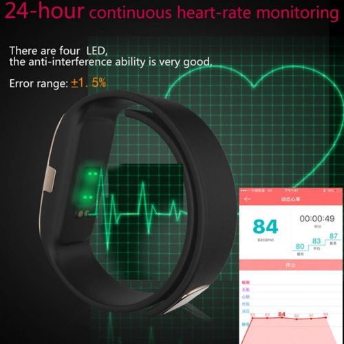  Znshx Smart Wristband Smart Bracelet Bluetooth Wristband S68 Heart Rate/Blood Pressure Tracker Call/MSN/Social App Notifier Smart Band Fitness Trackers (Color : Black)