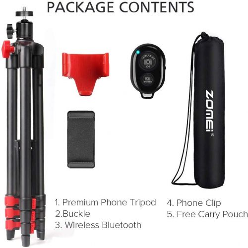  [아마존 핫딜] [아마존핫딜]ZoMei ZOMEi Phone Tripod, Cell Phone Tripod 54 inch Travel Tripod with Bluetooth Remote Cellphone Holder 360 Panorama Ball Head for Camera GoPro/Mobile Cell Phone iPhone Xs/Xr/Xs Max/X/8