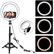 [아마존베스트]ZoMei 10 Selfie LED Ring Light with Tripod Stand &Cell Phone Holder for Live Stream/Makeup/YouTube Video,Dimmable Beauty Mini Camera Photography Ringlight for iPhone Xs Max XR Andr