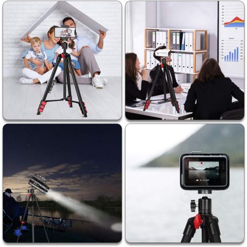  ZOMEi Phone Tripod, Cell Phone Tripod 54 inch Travel Tripod with Bluetooth Remote Cellphone Holder 360 Panorama Ball Head for Camera GoPro/Mobile Cell Phone iPhone Xs/Xr/Xs Max/X/8