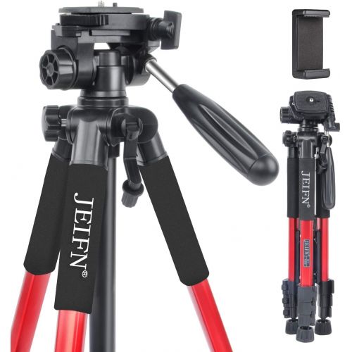  ZoMei JEIFN Q111 58 Travel Camera Tripod Lightweight Aluminum Tripod with Phone Clip for DSLR SLR Canon Nikon Sony Laser Level and Spotting Scope (RED)