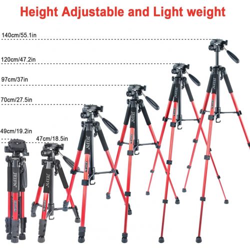  ZoMei JEIFN Q111 58 Travel Camera Tripod Lightweight Aluminum Tripod with Phone Clip for DSLR SLR Canon Nikon Sony Laser Level and Spotting Scope (RED)