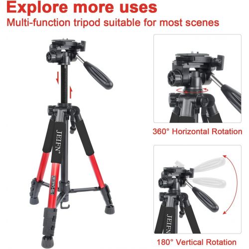  ZoMei JEIFN Q111 58 Travel Camera Tripod Lightweight Aluminum Tripod with Phone Clip for DSLR SLR Canon Nikon Sony Laser Level and Spotting Scope (RED)