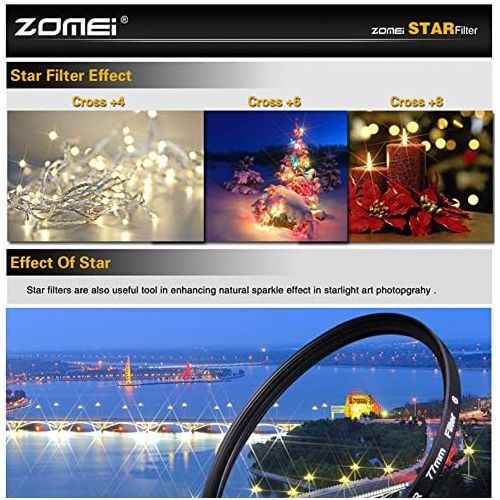  Zomei 6 Points Star Filter for Canon Nikon Cameras-77mm