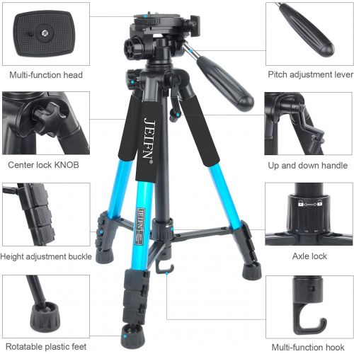  ZoMei JEIFN 58 Compact Tripod Travel Portable Camera Tripod with Phone Clip for Canon Nikon Sony DSLR Phone Video Laser Level Spotting Scope (Blue)