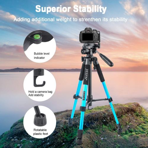  ZoMei JEIFN 58 Compact Tripod Travel Portable Camera Tripod with Phone Clip for Canon Nikon Sony DSLR Phone Video Laser Level Spotting Scope (Blue)