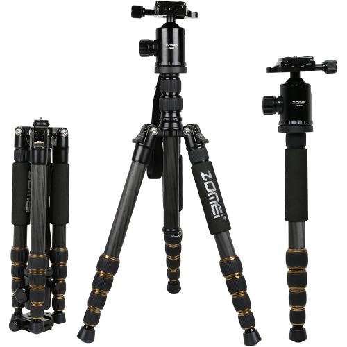  ZOMEi Zomei Compact Portable Q666 Aluminium Digital Tripod Monopod Stand with Ball Head for All Canon Sony Nikon Samsung Panasonic Olympus Kodak Fuji Camera and Camcorder