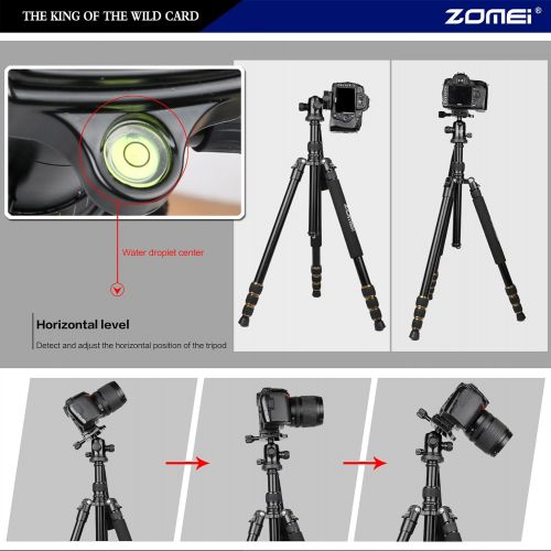  ZOMEi Zomei Compact Portable Q666 Aluminium Digital Tripod Monopod Stand with Ball Head for All Canon Sony Nikon Samsung Panasonic Olympus Kodak Fuji Camera and Camcorder