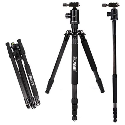  ZoMei Zomei Z888C Professional Portable Carbon Fiber Tripod Stand with Ball Head Quick Release Plate Carrying Bag, Travel for Canon Sony Nikon Samsung Panasonic Olympus Kodak Fuji Camera