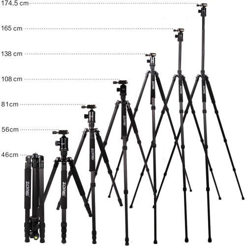  ZoMei Zomei Z888C Professional Portable Carbon Fiber Tripod Stand with Ball Head Quick Release Plate Carrying Bag, Travel for Canon Sony Nikon Samsung Panasonic Olympus Kodak Fuji Camera