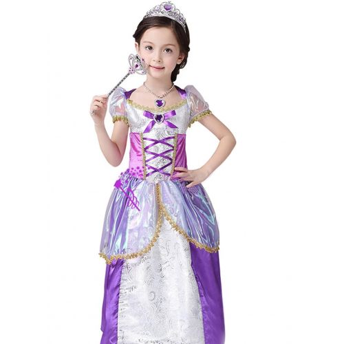  Zoe Girls Purple New Princess Dress Halloween Christmas Rapunzel Fancy Dress Costume