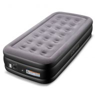 Zoetime Twin Size Air Mattress Blow Up Elevated Raised Air Bed Inflatable Airbed with Built-in Electric Pump, 77 x 38 x 18.5 inches, Gray