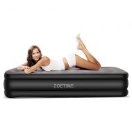 Zoetime Queen Size Air Mattress Raised Air Bed Blow Up Elevated Inflatable Airbed with Built-in Electric Pump, Storage Bag and Repair Patches Included, Max Height 22 Inch, Dim Gray