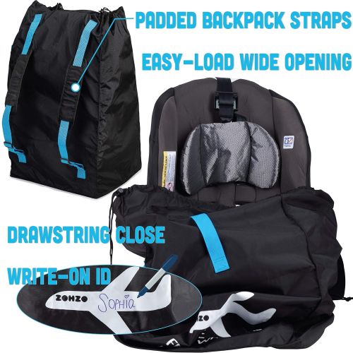  [아마존베스트]Zohzo Car Seat Travel Bag - Drawstring Bag for Air Travel (Black)