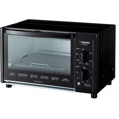  Zojirushi ET-WMC22 Toaster Oven, 2-Slice, Black Includes Flipper Tongs, Knife and Oven Mitt Bundle