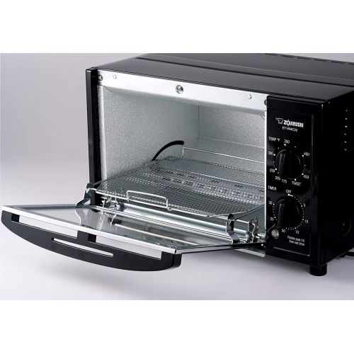  Zojirushi ET-WMC22 Toaster Oven, 2-Slice, Black Includes Flipper Tongs, Knife and Oven Mitt Bundle