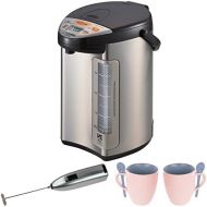 Zojirushi 586361-CV-DCC40XT America Corporation Ve Hybrid Water Boiler And Warmer, 4-Liter, Stainless Dark Brown Includes Milk Frother and Two Mugs with Spoons