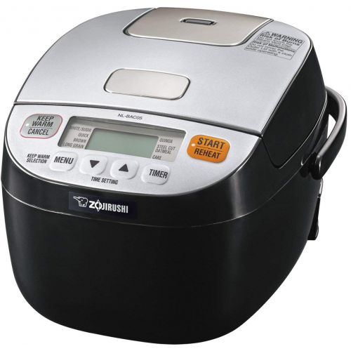  Zojirushi NL-BAC05 Micom Rice Cooker & Warmer, Silver Black Includes 8-inch Nylon Flipper Tongs, Bamboo Stir Fry Spatula and Cookbook