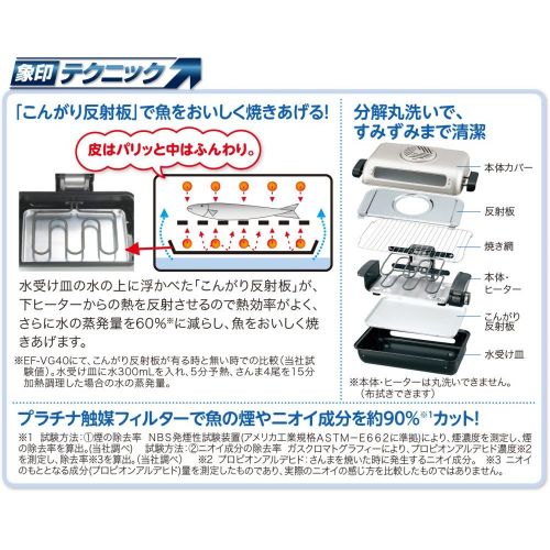  Zojirushi ZOJIRUSHI Fish roaster both sides grilled decomposition wash & platinum catalyst filter EF-VG40-SA