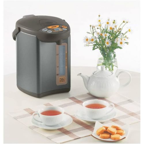  [아마존베스트]Zojirushi CD-WCC30 Micom Water Boiler and Warmer (Silver Dark Brown) with 4 Descaling Agents and Cup and Saucer Bundle (3 Items)