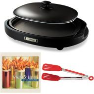 Zojirushi Gourmet Sizzler EA-BDC10 Electric Griddle (Dark Brown) with 8-Inch Nylon Flipper Tongs and Cookbook Bundle (3 Items)