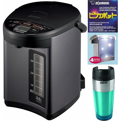  Zojirushi CD-NAC40BM Micom Water Boiler (4-Liter, Metallic Black) with Inner Container Cleaner and Stainless Steel Tumbler Bundle (3 Items)