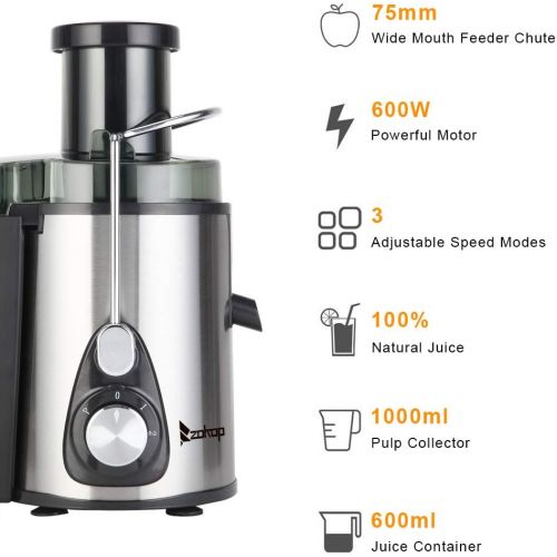  Juicer ZOKOP Citrus Juicers? Large Caliber 2.5cup Juice Cup Double Gear Electric Juicer low noise Stainless Steel citrus juicer Black