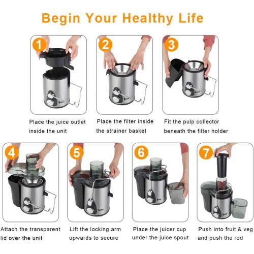  Juicer ZOKOP Citrus Juicers? Large Caliber 2.5cup Juice Cup Double Gear Electric Juicer low noise Stainless Steel citrus juicer Black