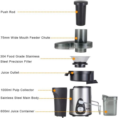  Juicer ZOKOP Citrus Juicers? Large Caliber 2.5cup Juice Cup Double Gear Electric Juicer low noise Stainless Steel citrus juicer Black