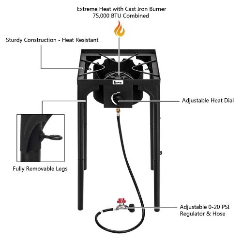  Zokop Outdoor Camp Stove High Pressure Propane Gas Cooker Portable Cast Iron Patio Cooking Burner