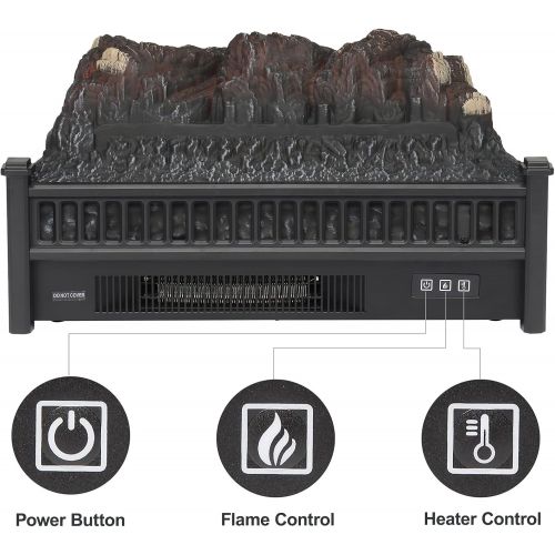  Zokop 23’’ W Electric Fireplace Insert Log Heater with Remote Controller, Realistic Ember Bed, Overheat Protection, Adjustable Flame Brightness for Home Living Room Bedroom, 1400W