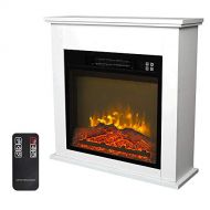 Zokop 25W Freestanding Electric Fireplace Stove Space Heater with Realistic Flame, Wood Mantel, Remote Control for Home Room Indoor, 1500W-Black