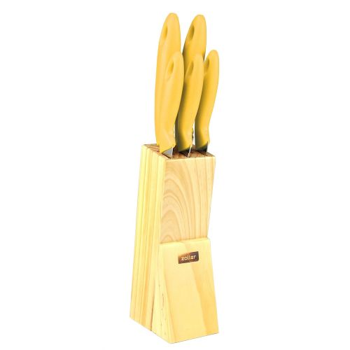  Zoller 6-teiliges Messerset gelb - Chefmesser, Brotmesser, Tranchiermesser, Universalmesser, Schalmesser, Messerblock - aus rostfreiem Edelstahl