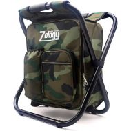 Zology Folding Camping Chair Stool Backpack with Cooler Insulated Picnic Bag, Hiking Camouflage Seat Table Bag Camping Gear, Outdoor Fishing Hunting Gifts for Men