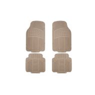 Zone Tech 4 Pcs. TanBeige Trimmable Rubber Heavy Duty Car Floor Mats