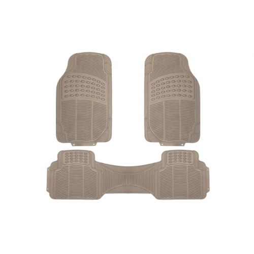  Zone Tech 3Pc. Vehicle Car Beige Tan Rubber Floor Mats All Weather