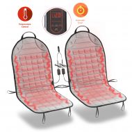 Zone Tech Car Heated Seat Cover Cushion Hot Warmer 2 Piece Set 12V Heating Warmer Pad Hot Gray Cover Perfect for Cold Weather and Winter Driving