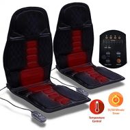 Zone Tech 2-in-1 Car Seat Cushion - 2-Pack Black 12V Automotive Adjustable Temperature Comfortable Heating, 8 Function Massaging Car Seat Cushion