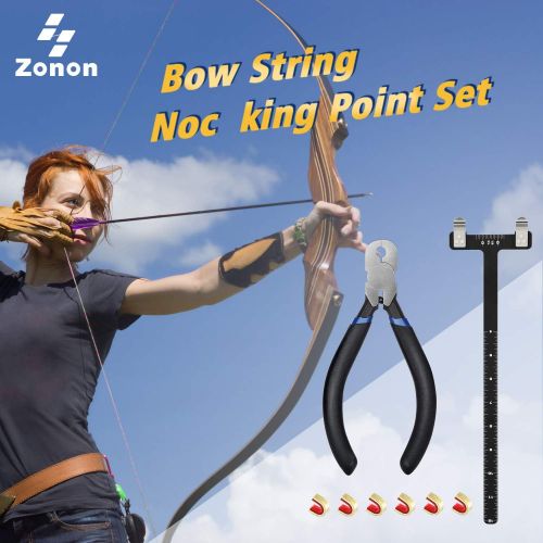  Zonon Bow String Nocking Points Pliers Strings Knock Set T Shape Bow Square Ruler Nocking Buckle Pliers Recurve Bow Turning Kit Archery