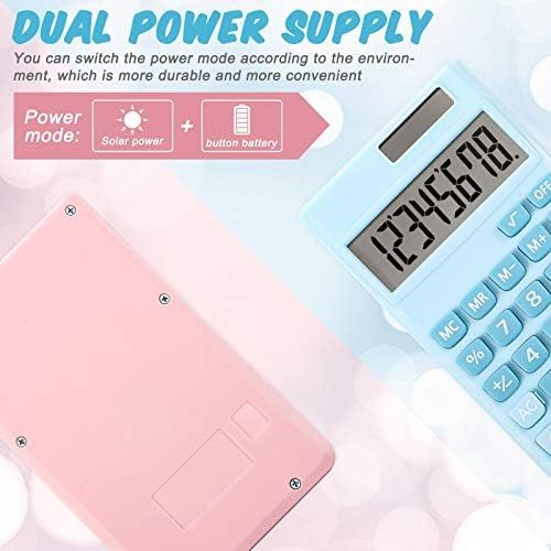  Zonon 2 Pieces Basic Standard Calculators Mini Digital Desktop Calculator with 8-Digit LCD Display, Battery Solar Power Smart Calculator Pocket Size for Home School for Kids (Pink)