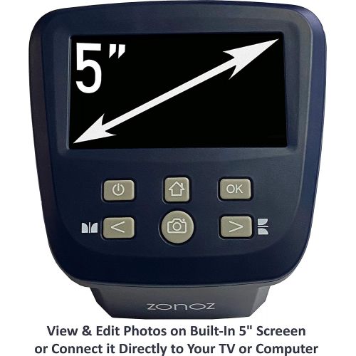  zonoz FS-Five Digital Film & Slide Scanner - Converts 35mm, 126, 110, Super 8 & 8mm Film Negatives & Slides to JPEG - Includes Large Bright 5-Inch LCD, Easy-Load Film Inserts Adapt